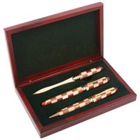 Multi Wood Ball, Roller pen with Letter Opener Set in Wood box
