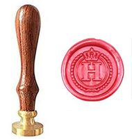 MNYR Vintage Alphabet Letter H Crown Wreath Initial Embossment Wedding Invitations Gift Cards Wax Seal Stamp Stationary Sealing Wax Stamp Wood Handel Set