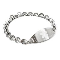 My Identity Doctor - Custom Engraved Medical ID Bracelet - 316L 8mm Steel Round Link - White - Wrist Size 7.5 Inch
