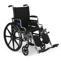 Medline Lightweight and User-Friendly Wheelchair with Flip-Back, Desk-Length Arms and Elevating Leg Rests for Extra Comfort, Gray, 16 inch Seat