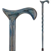 Handcrafted Wood Walking Cane - Made in the USA by Brazos - Twisted Oak - 34 Inches - Denim