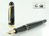 Aurora 88 Gold Plated Black Resin Large Bold Point Fountain Pen - AU-800B