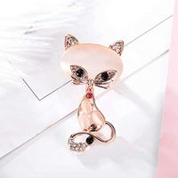Cartoon Alloy Rhinestone Fox Animal Shape Brooch Pin Fashion Jewelry Women Gift Daily Popular Creation Aesthetic Party Girls Woman Womans Elegant Decoration