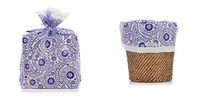 Twofer Reusable Blue Paisley Gift Wrap Bags by Designerliners. 8-Pack. Gift Wrap for You – Then Home Décor for Recipient. 21” x 24”. Twist Ties Included.