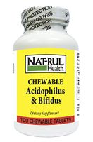 NAT-Rul Health Chewable Acidophilus & Bifidus, 100 ea
