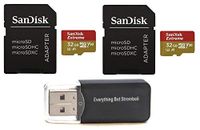 SanDisk 32GB Micro SDHC Extreme Memory Card (2 Pack) Works with GoPro Hero 8 Black, GoPro Max 360 Action Cam U3 V30 4K Class 10 (SDSQXAF-032G-GN6MA) Plus (1) Everything But Stromboli (TM) Card Reader