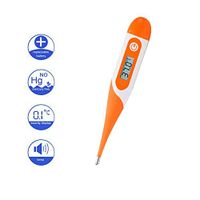 Digital LCD Body Thermometer, Waterproof Underarm Thermometer with Beeper, Accurate Read & Monitor Fever Temperature in 1min by Oral Rectal & Axillary, 32°C-42°C(Orange Color)