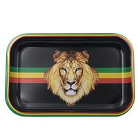 ChYoung Metal Rolling Tray Maple Leaf Letter Printed Tobacco Tray Rectangle Tray 18x12.5cm/7x5 Inches (Style A-Medium)