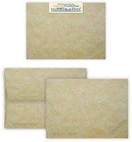 5X7 Blank Cards with A-7 Envelopes - Aged Parchment Look - 25 Sets by ThunderBolt Paper - Lighter & Darker Colors of Paper Pulp - Invitations, Greeting, Thank Yous, Notes, Weddings - 65# Light Cover