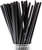 Made in USA Pack of 100 Black Slim Tall (10" X 0.21") Plastic Drinking Straws (FDA-approved, Non-toxic, BPA-free)