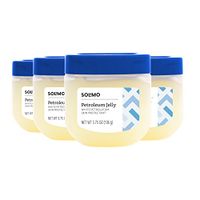 Amazon Brand - Solimo Petroleum Jelly White Petrolatum Skin Protectant, Unscented, 3.75 Ounce (Pack of 4)