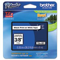 Brother TZ Label Tape Cartridge - 0.38quot; Width x 26.20 ft Length - 1 Each - White