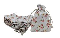 Sanrich 20 Pack Floral Burlap Drawstring Bags 4 X 5.5 Inch Linen Favor Bags Jewelry Pouches Sacks For Party Wedding Festival Shower Birthday DIY Craft (floral)