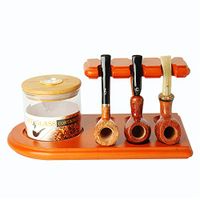 MUXIANG Pipe Stands for Tobacco jar Cigar Humidor and Pipe European Beech Wood Tobacco Pipe Rack Stand Display for 6 Pear Wood Tobacco Pipes (jar and Pipe not Included) FA0073