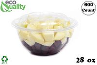 28oz Clear Disposable Salad Bowls with Lids (600 Pack) - Clear Plastic Disposable Salad Containers for Lunch To-Go, Salads, Fruits, Airtight, Leak Proof, Fresh, Meal Prep | Rose Bowl Container (28oz)