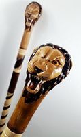 35 inch LION Cane Walking Stick Wooden Handmade Men's Accessories