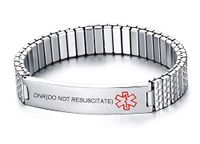VNOX Stainless Steel Medical Aert ID DNR(DO NOT RESUSCITATE) Watch Band Strentch Bracelet,6.7"-6.9"