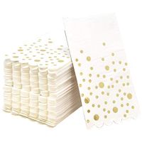 100 Metallic Gold Foil Dot Guest Napkins Disposable Paper Pack Elegant Paper Dinner Hand Napkin for Bathroom Wedding Holiday Party Anniversary Birthday Baby Shower Decorative Towels by Gift Boutique