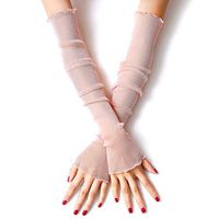 lipiny Women UV Sun Protection Cooling Arm Sleeves Half Finger Gloves for Driving Vacation Outdoor，Lace Silk, Comfortable and Breathable.