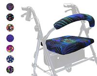 Crutcheze Made in USA Rollator Walker Seat and Backrest Covers | Designer Fashion Accessories (Peacock Feathers)