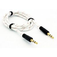 Tangle Free Braided White 3.5mm Aux Connector Cable for T-Mobile Samsung Galaxy S5 (SM-G900T) - T-Mobile Samsung Galaxy S6 (SM-G920T) - T-Mobile Samsung Galaxy S6 Edge (SM-G925T)