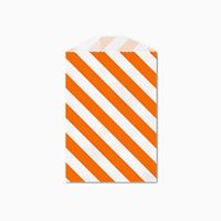 25 Orange and White Diagonal Stripe Little Bitty Bags 2.75 X 4 Inches