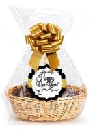 Happy New Year 2Pack Designer Cello Bags/Tags/Bows Cellophane Extra Large Gift Basket Packaging Bags Flat 25" X 30"