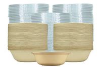 [500 SETS] 32 oz Round Disposable Bowls with Flat Lids- Natural Sugarcane Bagasse Bamboo Fibers Sturdy 32 Ounce Compostable Eco Friendly Environmental Paper Plastic Bowl Alternative 100% by-product