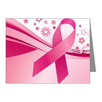 Note Card Cancer Awareness Pink Ribbon Waves