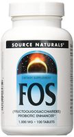 Source Naturals FOS 1000 mg Fructooligosaccharides Probiotic Enhancer - 100 Tablets