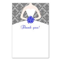 30 Thank You Cards Grey Vintage Damask Royal Blue Bouquet Bride Dress Design Bridal Shower Sweet 16 Quinceanera Party Event + 30 White Envelopes