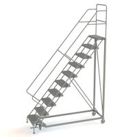 Tri-Arc UKDEC110242 U-Design Configurable 10-Step Forward Descent Incline Rolling Ladder with 24" Wide Grip Strut Tread