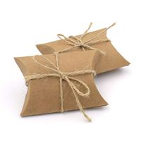 Hondex Gift Boxes 50 Pcs Kraft Paper Vintage Natural Pillow Boxes Candy Box for Wedding Party (Brown)