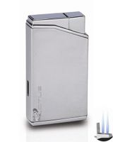 Lotus 30 Twin Flame Torch Lighter and Punch Cutter Chrome Velour/Polished Chrome