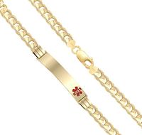 US Jewels And Gems Customizable Ladies 14k Yellow Gold 5.5mm Curb Medical Alert ID Bracelet with Free Engraving, 7.5in