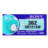 Sony 362 (SR721SW) 1.55V Silver Oxide 0% Hg Mercury Free Watch Battery (30 Batteries)