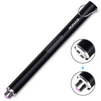 RONXS Lighter, Triple Safety Candle Lighter with Automatic Shutoff Function,Electric Arc Lighter Rechargeable Flameless Windproof Lighter Long, Aluminum Shell with Hanging Hook, 9INCH