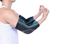 Premium Elbow Sleeve 1 Pair Brace Support for Golf Tennis Elbow Arthritis Tendonitis Post Workout Increases Circulation Eases Swelling Doc Miller (Blue, Medium)