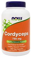 NOW Foods Cordyceps 200 Vegan Caps, 750mg, Organic Cordyceps Sinensis Mycelium Mushroom Powder - in Non-Organic Capsules - Non-GMO VCaps