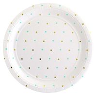 Illume Partyware Celebrate Happiness Gold & Mint Dots Large Plate - Pack of 10