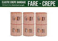 FARE - Reusable Cotton Crepe Bandage 10cm X 4m Roll Sports Wrist Wrap Straps, Elastic Compression with Bandage Clips (10m X 4m Set 3)