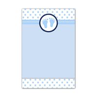 30 Blank Cards Invitations Thank You Cards Baby Boy Shower Cute Feet Stars Blue + 30 White Envelopes