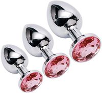 Fulan 3PC Stainless Steel Trainer Kit-Jewelry Bûtt Pl'ugs Beads Massage Toys Jeweled Back Massage Toys Pink