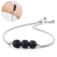 Maromalife Lava Stone Diffuser Bracelet Adjustable Diffuser Wristband with 3 Lava Stone 316L Stainless Steel Bracelet Aromatherapy Diffuser Bracelet for Women