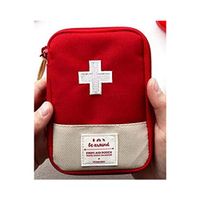 Huifu 2PCS Portable Outdoor Travel First Aid kit Medicine Bag Home Small Emergency Survival Pill Case Small Travel Bags Embroidery Red,Blue (Red, L)