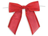 Pre-Tied Sheer Gift Bows with Satin Edge 12 Count - 1.5" - Red