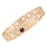 linnalove The Classic Gold Medical Alert id Bracelets for Men and Women(Free Custom Engraved)-6.5