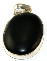 Sterling Silver Unpolished Onyx Pendant Jewellery PEND470