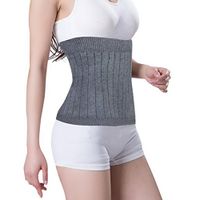 Elonglin Unisex Medical Abdominal Binder Themal Cashmere Knit Warmer Kidney Stomach Lumbar Support Brace Back Slim Waist Belt Postpartum Belly Band for Healing Pain Relief Grey
