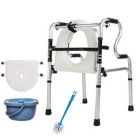 LCJ Folding Walker Seniors Walking Frame - Wheeled Walking Aid Old Man Walking Stick,Thick Aluminum Alloy Rehabilitation Auxiliary Mobility Aid for Handicap